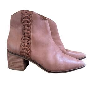Lucky Brand Women's Braided Tan Leather Boots Boho Festival  Size 8.5